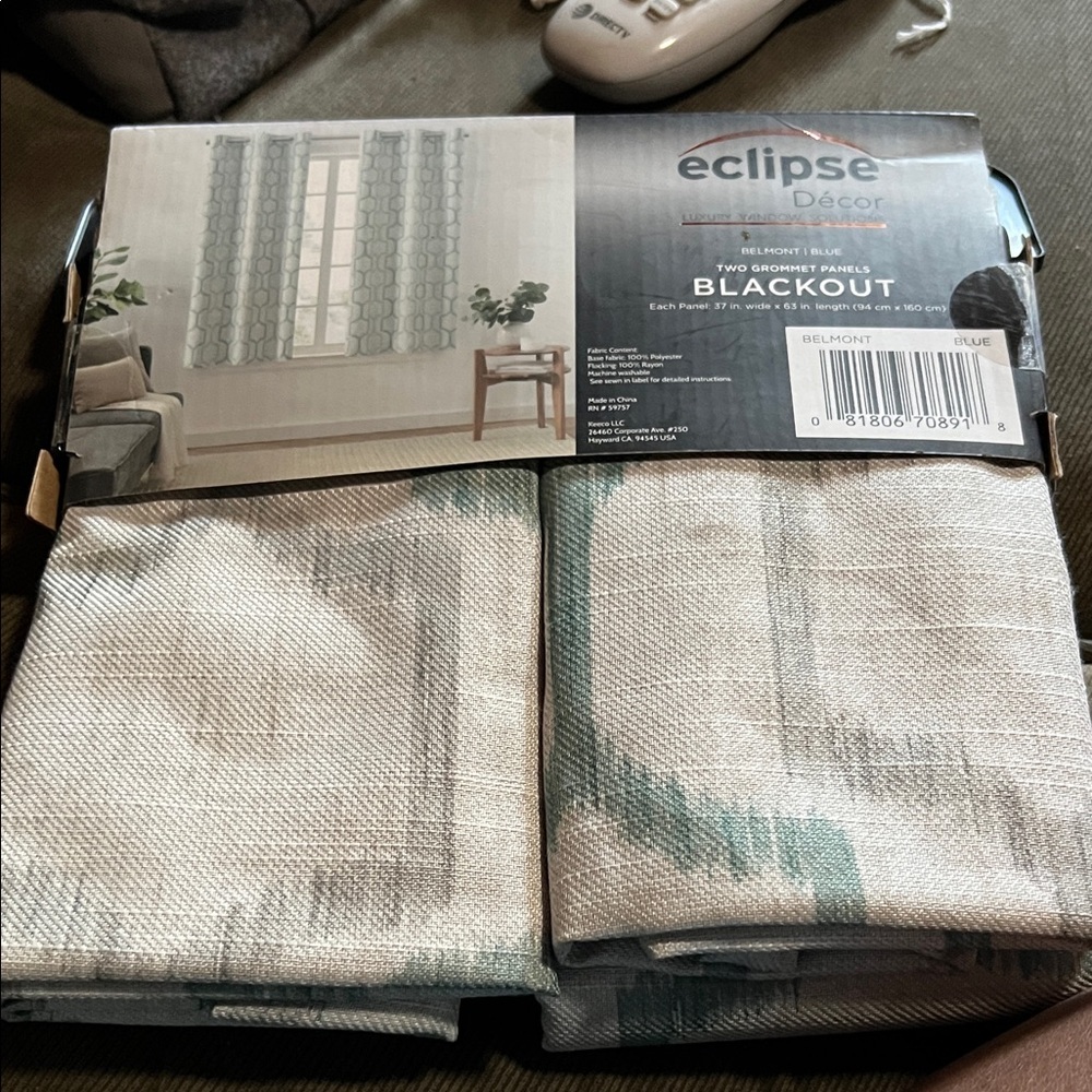 Eclipse Decor Blackout Curtains in Blue and Gray